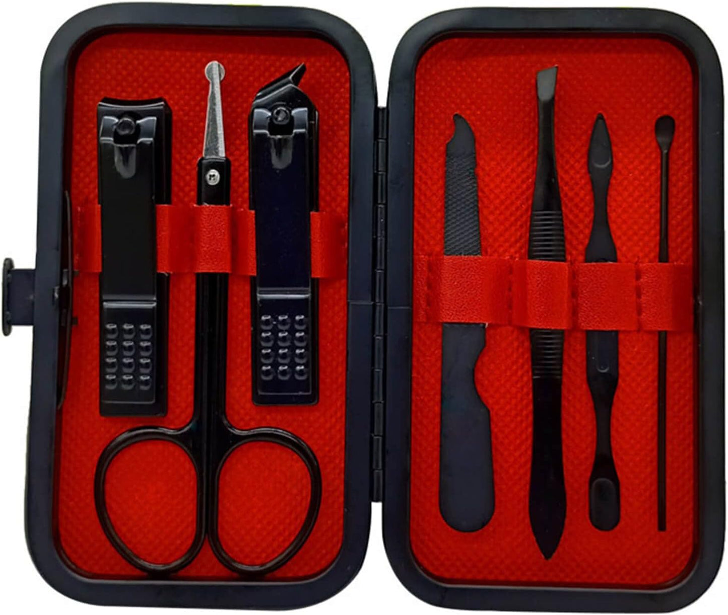 Manicure Set Nail Clippers Pedicure Kit -7PCS Stainless Steel Manicure Kit, Professional Grooming Kits, Nail Care Tools with Luxurious Travel Leather Case Gift Box (7, Black)