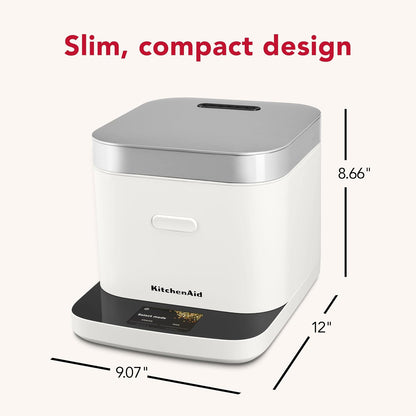 KitchenAid Compact 8 Cup Grain and Rice Cooker with Automatic Sensing and Integrated Scale, KGC2154PL, Porcelain White