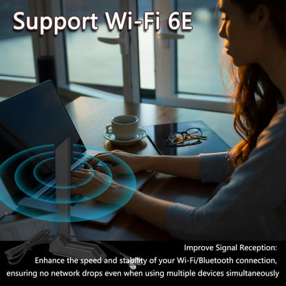 Gintai WiFi 6E Tri-Band Antenna 6GHz 5GHz 2.4GHz Magnetic Base with 2.6ft Extension Cable Gaming WiFi Antenna for PC Desktop Computer ASUS Rog Strix,B550 Motherboard,z790 Card 6E Card,WiFi Router Card