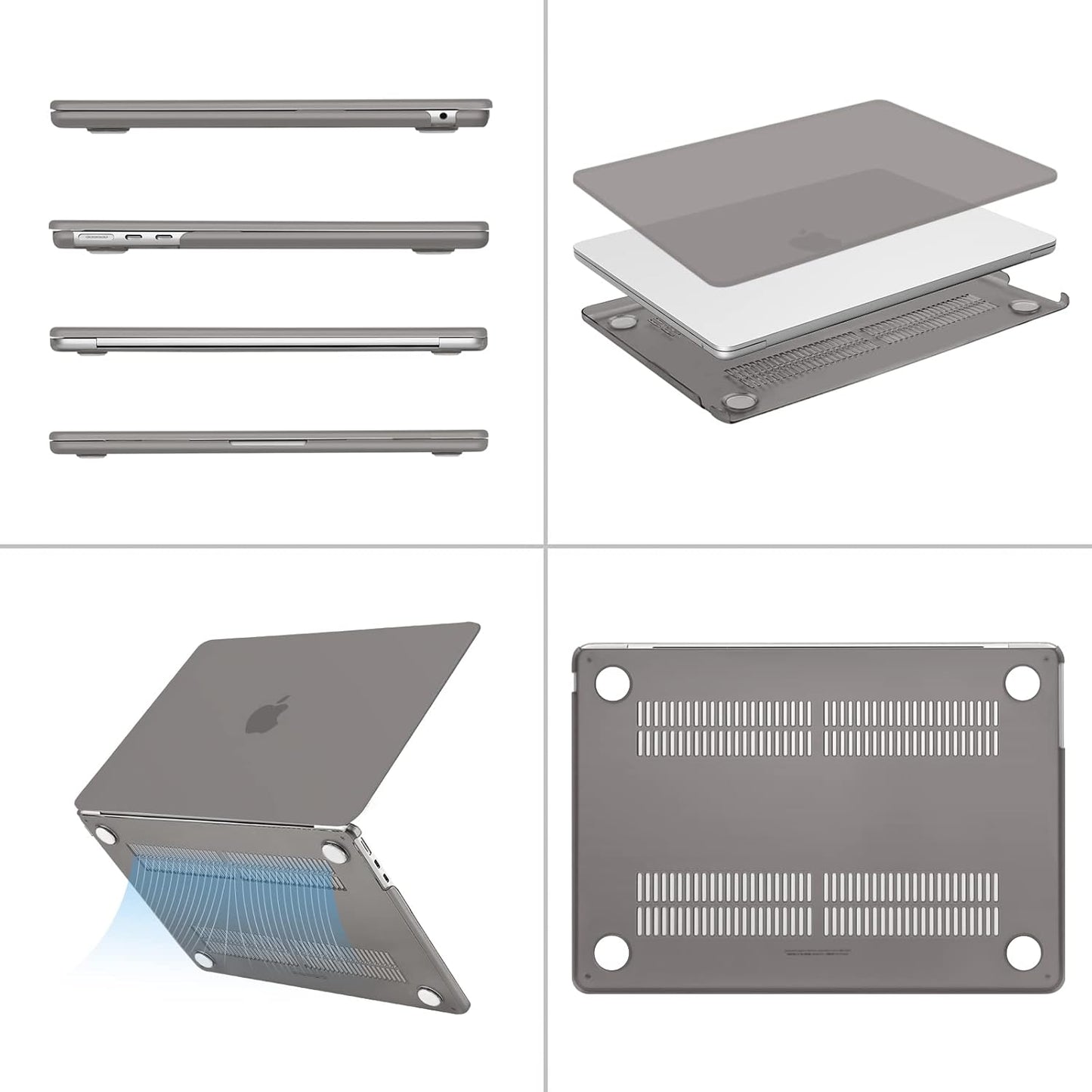 MOSISO Compatible with MacBook Air 13 inch Case 2025 2024 2023 2022 M4 A3240 M3 A3113 M2 A2681, Plastic Hard Shell&Keyboard Cover&Screen Film&Pouch for MacBook Air 13.6 inch Case, Crystal Clear