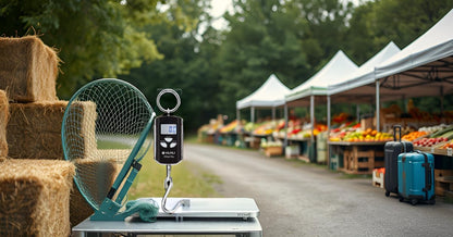 Klau Portable Mini Crane Scale 200 kg / 400 lb Heavy Duty Digital Scales LCD Display with Backlight for Home Farm Market Fishing Hunting Black and Red