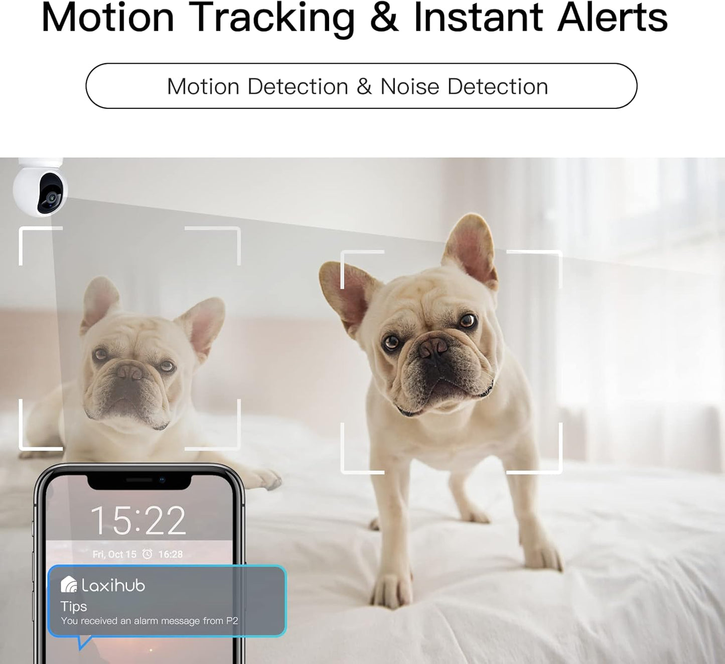 360° View 2K Pet Camera with Phone App, Indoor Security Camera, P2T Baby Monitor, Pan/Tilt, Motion & Sound Detection, Night Vision,Two-Way Audio, Works with Alexa