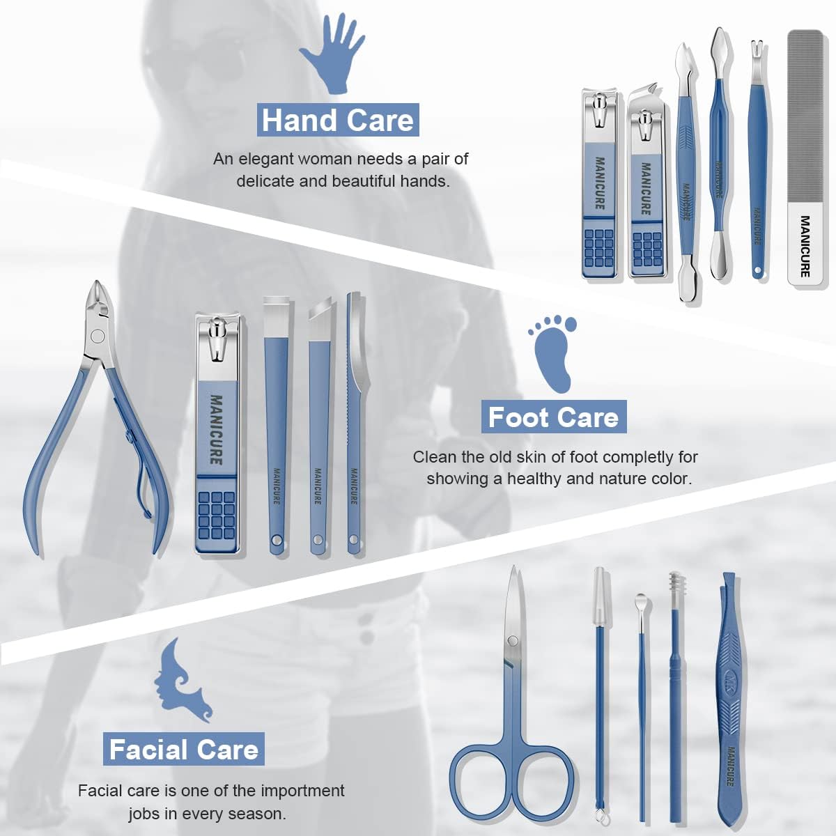 Manicure Set Professional Nail Clippers Pedicure Kit, 16 pcs Stainless Steel Nail Care Tools Grooming Kit with Luxurious Travel Leather Case for Thick Nails Men Women Gift (Black)