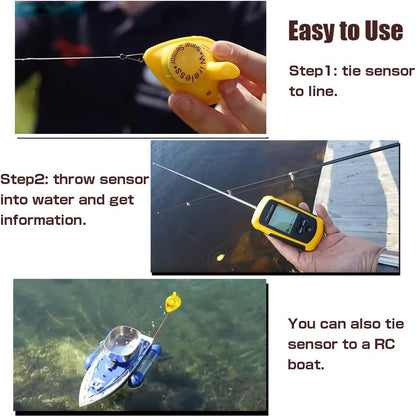 LUCKYLAKER Sensor Transducer Fish Finder Portable Sonar Handheld Depth Finder Kayak LCD Display Fish Finder Wireless Castable