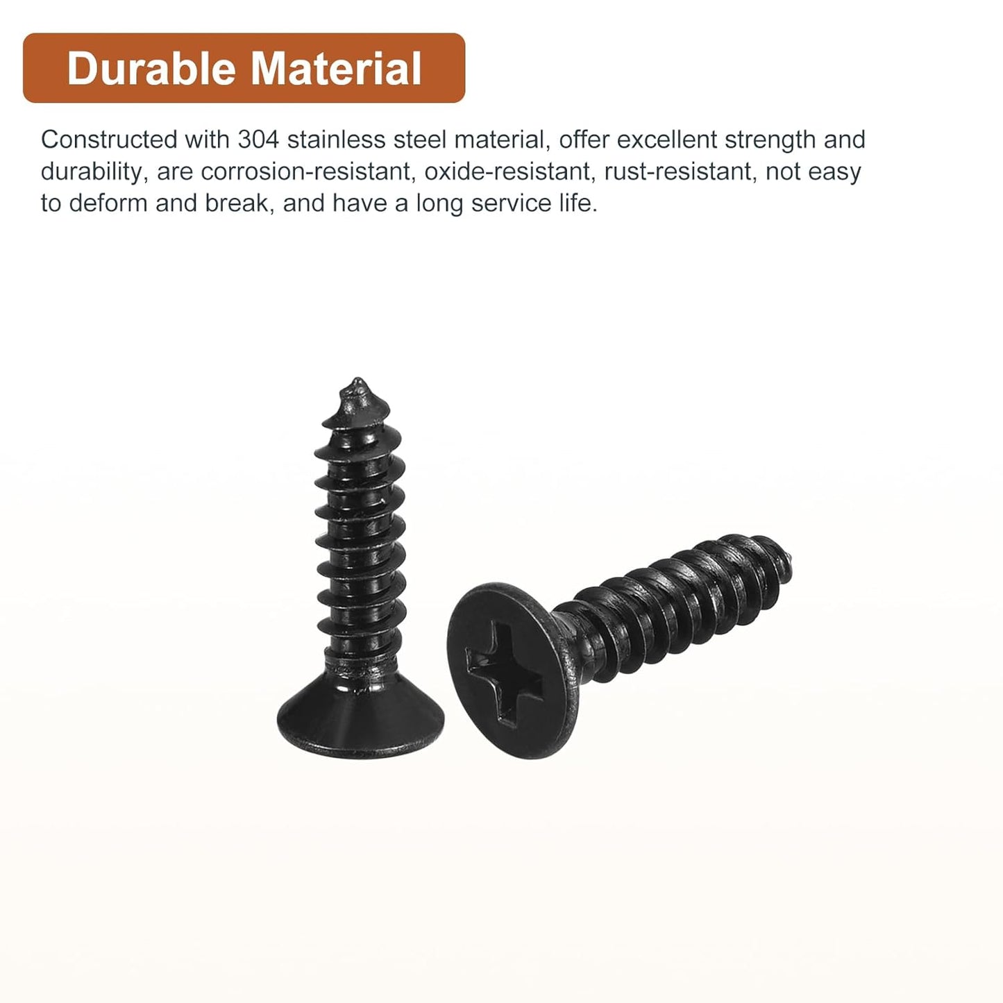 DTGN 100Pcs #8x1 Flat Head Wood Screws, 304 Stainless Steel Phillips Self Tapping Screws - Good for Woodworking, Furniture - Silver