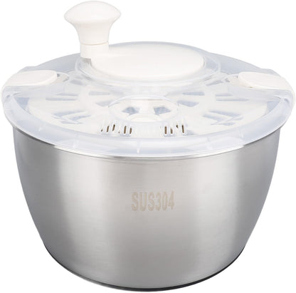 Stainless Steel Salad Spinner 5L Multifunctional Lettuce Spinner Vegetable Dryer with Lid Drain Bowl Colander for Home Kitchen