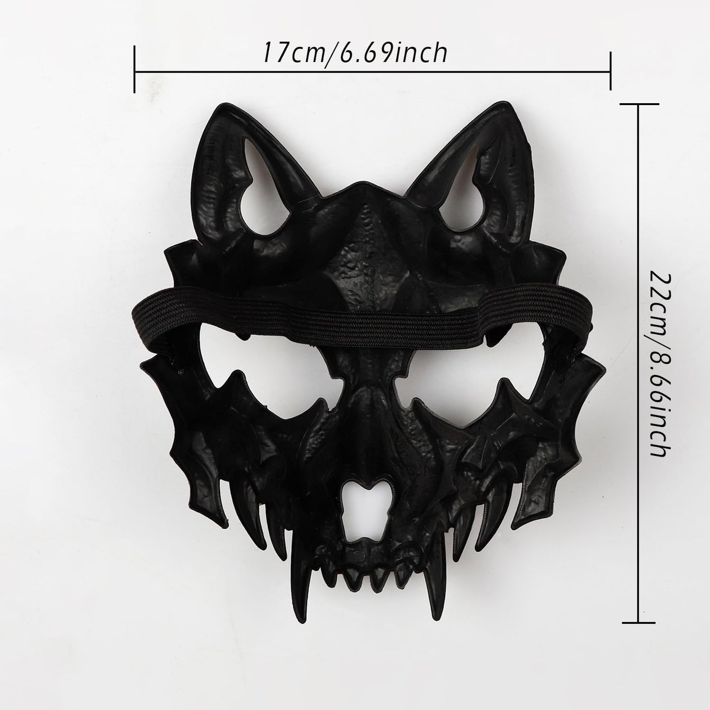 Joukavor Wolf Skull Mask Animal Skeleton Mask Japanese Mask Werewolf Mask (A-Black)