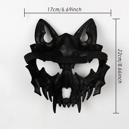 Joukavor Wolf Skull Mask Animal Skeleton Mask Japanese Mask Werewolf Mask (A-Black)