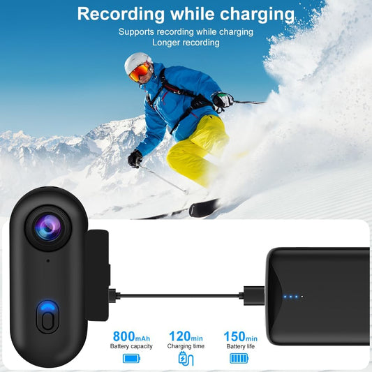 OBEST 360° Action 1080P Underwater Camera, Portable Mini Waterproof WiFi Camera 120° Wide Angle Action Camera for Cycling, Daily Vlog, Outdoor Sports 150° DV Helmet Camera (Black) - PuriLite