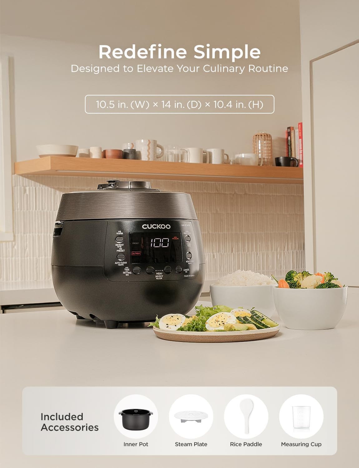 CUCKOO CRP-RT0609FB rice cooker 6 cup (Uncooked) Twin Pressure & Warmer 12 Menu Options: High/Non-Pressure Steam & More, Made in Korea Black