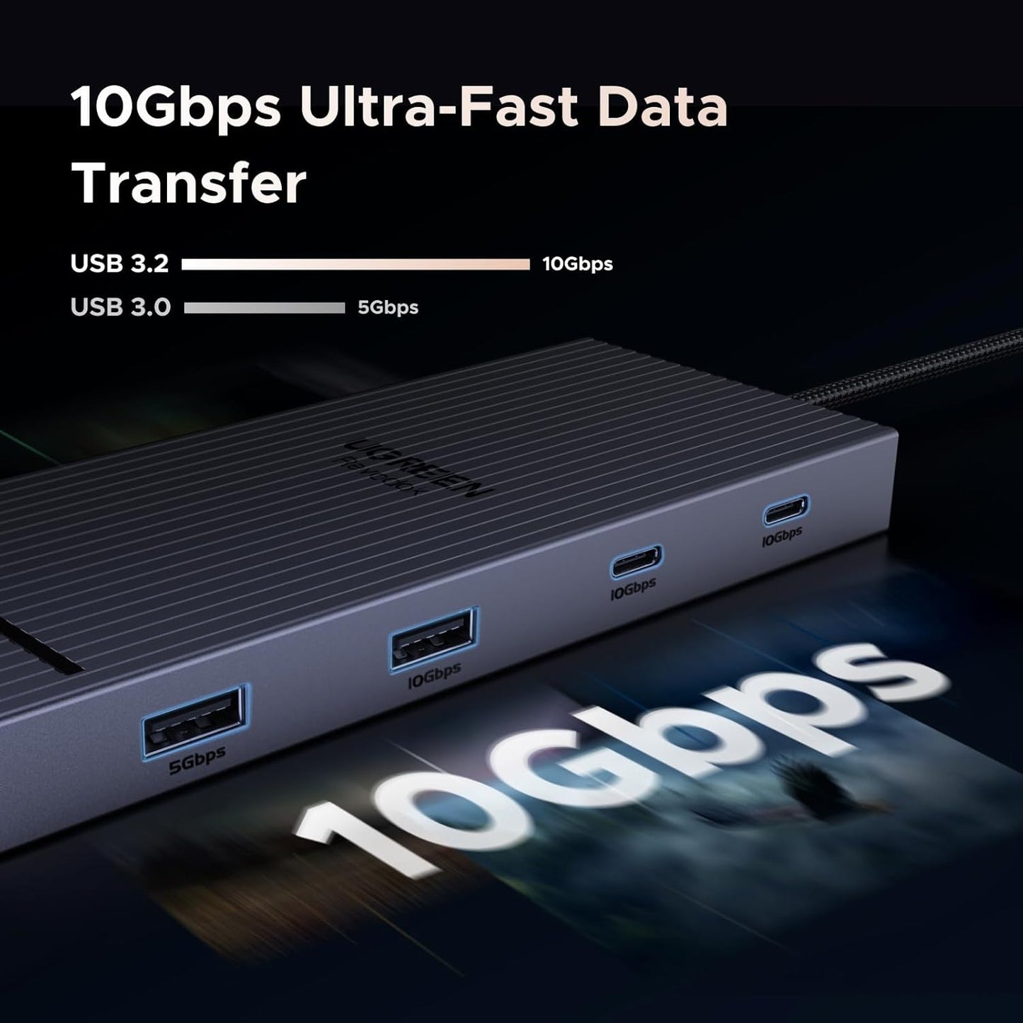 UGREEN Revodok Pro 2102, 10 in 1 Docking Station Dual 4K@60hz Monitor, USB C Hub with Dual HDMI, USB A&C 10G Hub, SD/TF Card Reader, PD 100W Charging, Gigabit Ethernet Port for Laptops