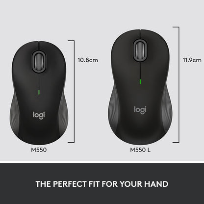 Logitech Signature M650 L Full Size Wireless Mouse - For Large Sized Hands, 2-Year Battery, Silent Clicks, Customizable Side Buttons, Bluetooth, for PC/Mac/Multi-Device/Chromebook - Black