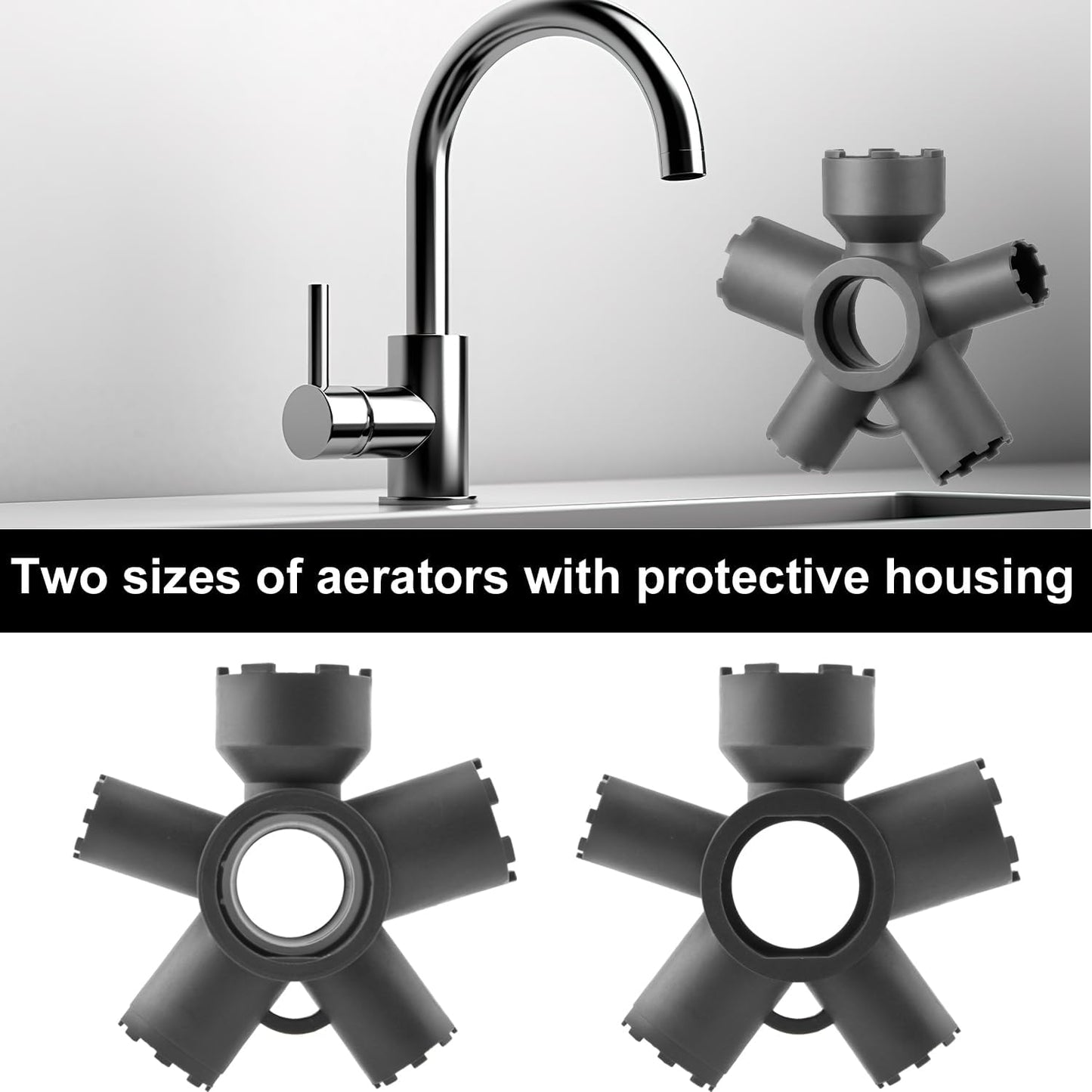 10-in-1 Faucet Aerator Removal Tool, Plastic Sink Kitchen Bathroom Tap Aerator Key Removal Wrench Tool for Home Faucets and Plumbing Repair