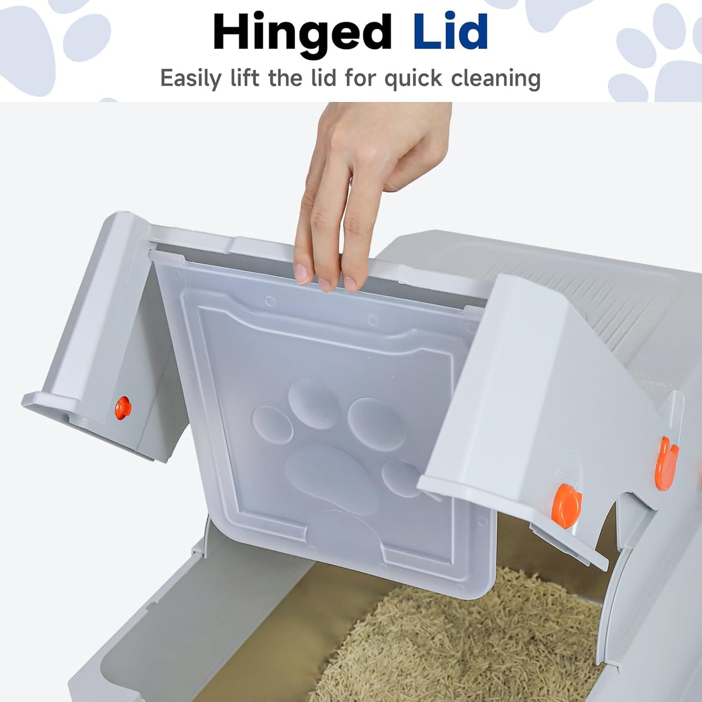 TENTIZON Stainless Steel Cat Litter Box, Extra Large Enclosed Kitty Litter Box with Removable Lid, Scoop, Pedal, XL High Sided Metal Litter Pan for Kitten, Big Cats Up to 11KG