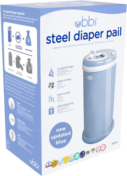 Ubbi Steel Diaper Pail, White