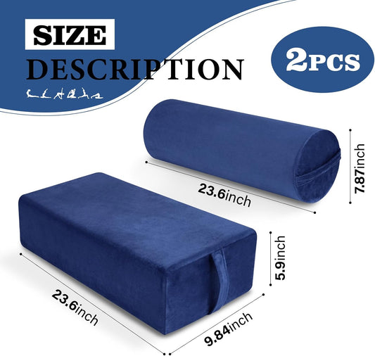 JZHLLA 2 PCS Yoga Bolster Pillow Set with Washable Velvet Cover