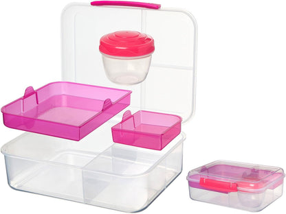 Sistema to Go Bento Box | Lunch Box with Yogurt/Fruit Container | 1.65 L | 6.9 Cup| BPA-Free | Colour May Vary