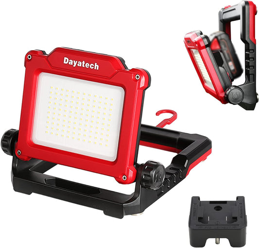 4000LM 25W Cordless LED Work Light Fits Milwaukee M18 Battery Fits DEWALT 20V, Makita 18V Battery Operated Flood Worklight, Foldable Magnetic Base, Battery Not Included