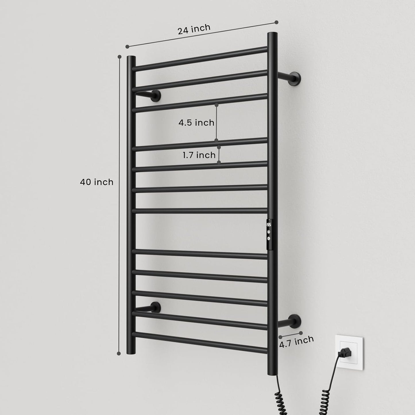POPFLY Heated Towel Rack, Wall Mounted Electric Hot Towel Warmer, 4-Bar 304 Stainless Steel Small Heated Towel Warmer Rack for Bathroom with Timer and Temperature Control, Brushed