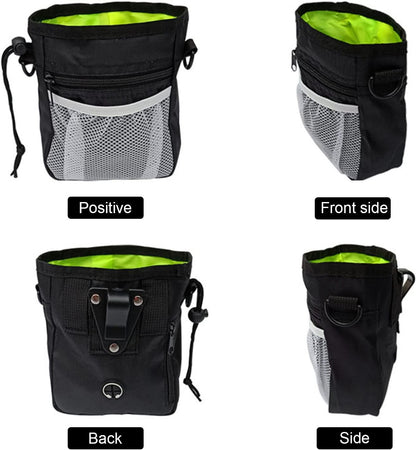 1 Pcs Dog Treat Training Pouch,with 2 Belts, Treat Pouch Dog Training Contains 2 Rolls of Poop Bags, Adjustable Dog Treat Bag, Hands-Free Puppy Training Pouch for Dog Treats (Black)