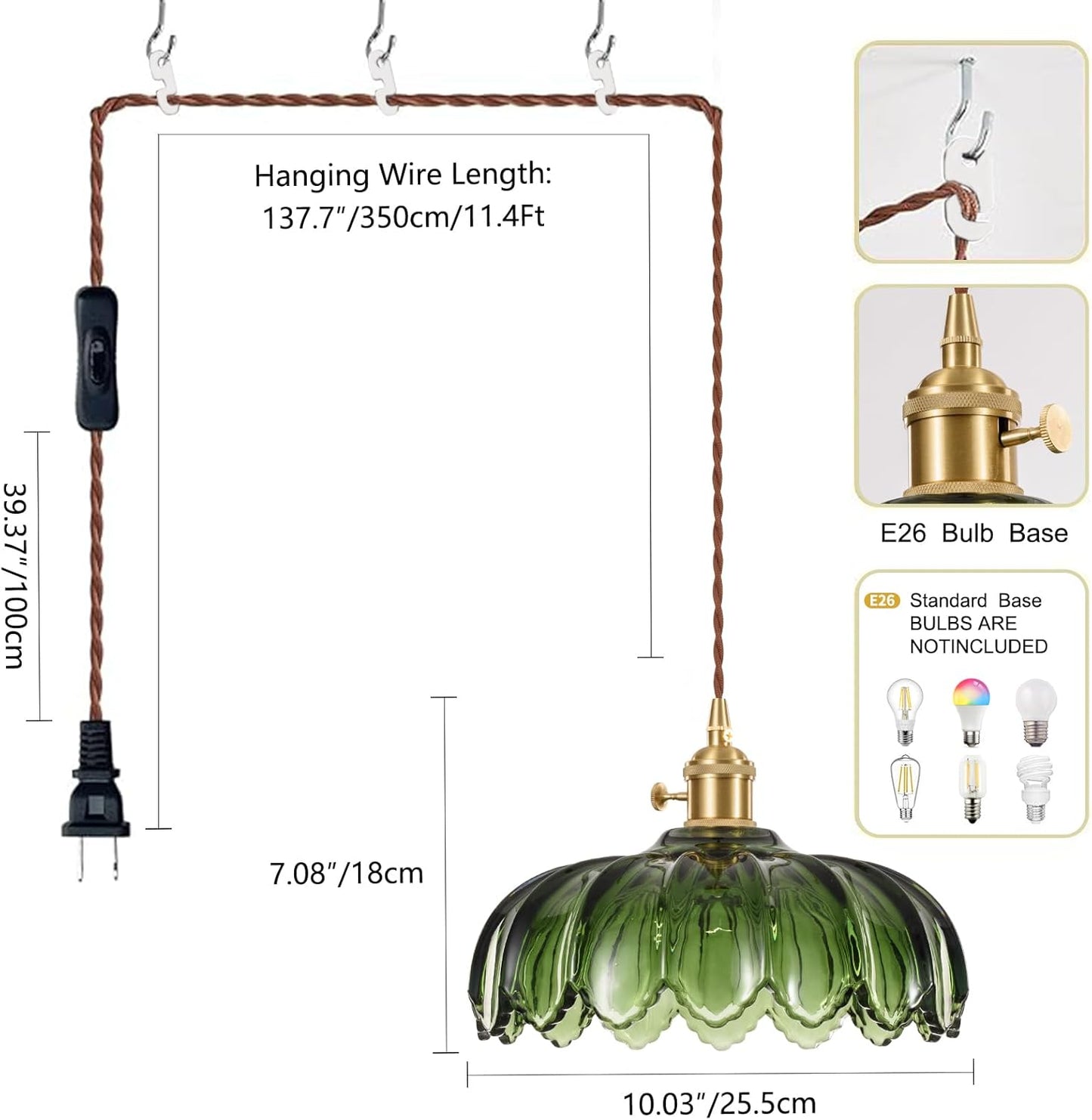 Purilite Select Modern Green Glass Pendant Light