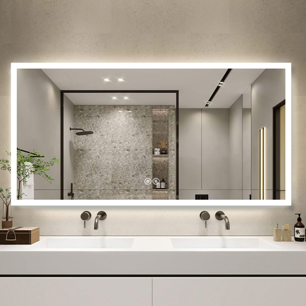 DP Home LED Lighted Bathroom Vanity Wall Mirror with Touch Button, Dimmable, Vertical & Horizontal Mount Mirrors 70 x 32 in E-N031-7032-TS Wall Mounted Makeup LED Vanity Mirror