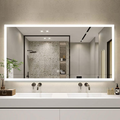 DP Home LED Lighted Bathroom Vanity Wall Mirror with Touch Button, Dimmable, Vertical & Horizontal Mount Mirrors 70 x 32 in E-N031-7032-TS Wall Mounted Makeup LED Vanity Mirror