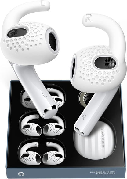 Gcioii 3 Pairs Ear Hooks Covers for AirPods Pro 2 [Added Storage Pouch] Anti-Slip Accessories Compatible with Apple AirPods Pro 2nd Generation (White)