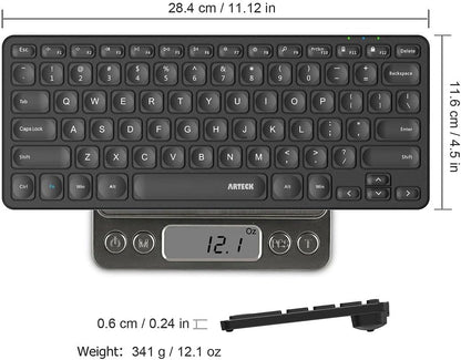 Arteck 2.4G Wireless Keyboard Ultra Slim and Compact Wireless Keyboard with Media Hotkeys for Computer/Desktop/PC/Laptop/Surface/Smart TV and Windows 10/8/ 7 Built-in Rechargeable Battery