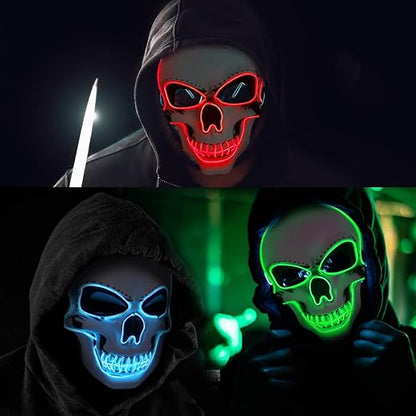 Halloween Mask LED Light up Costumes Scary Mask for Party Supplies Favor
