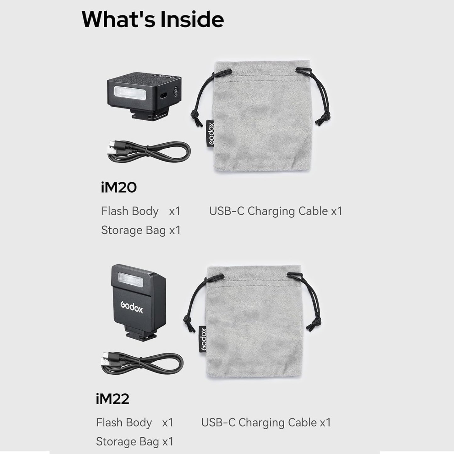Godox IM20/IM22 Mini Camera Flash,3s Recycle Time,440 Full Power Flash Time Built in Lithium Battery for Fuji,for Canon,for Nikon,for Sony, for Olympus Camera (im22)