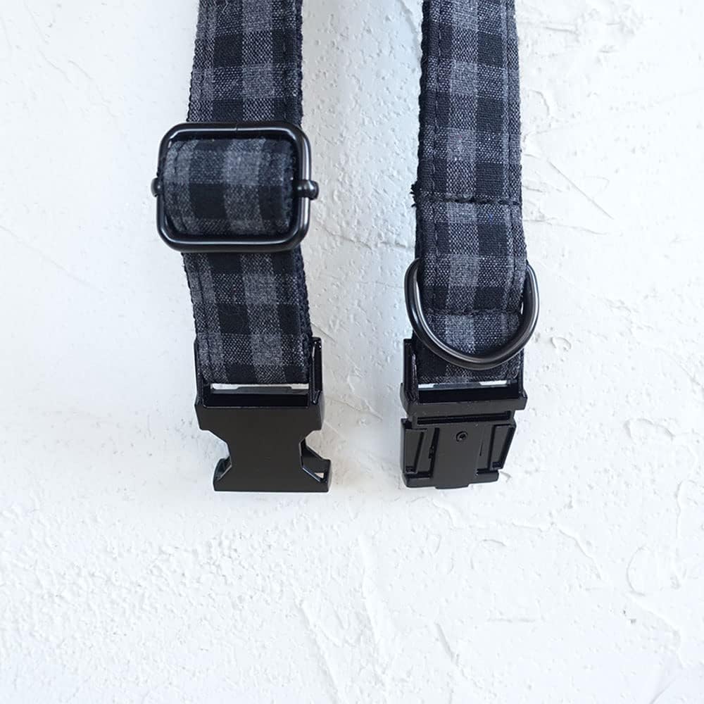 PETDURO Personalized Buffalo Plaid Dog Collar Red Black - Engraved Name and Phone Number on Black Metal Buckle - Custom for Small Medium Large Boy Girl Dogs - Add Leash Bow Tie via Customize Now