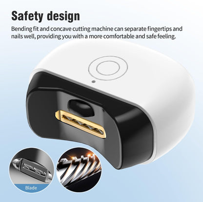 Yibosoar Electric Automatic Nail Clipper with Nail File & 2 Speeds, Fingernail Cutter and Nail Scraps Storage, USB Rechargeable Safety Fingernail Trimmer for Baby Seniors and Adult, White