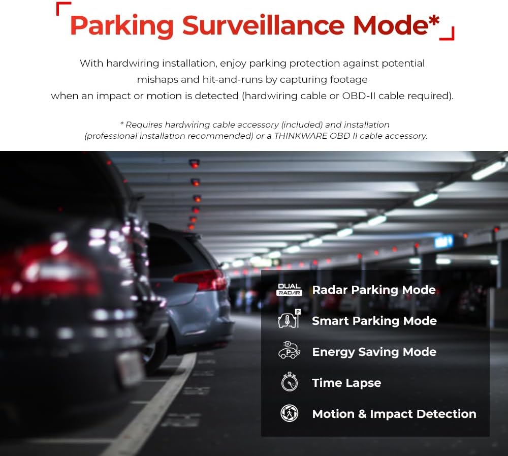 THINKWARE U3000 2CH 4K Front Dash Cam, 2K Rear Cam, STARVIS 2 Sensor Super Night Vision, Car Camera 5GHZ Wi-Fi GPS Radar Buffered Parking Mode CPL Filter Red Light Speed Camera Alerts OBD Cable