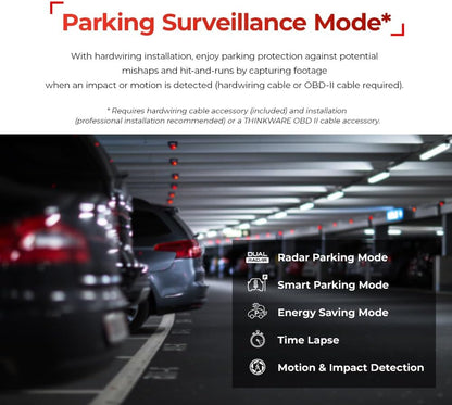 THINKWARE U3000 2CH 4K Front Dash Cam, 2K Rear Cam, STARVIS 2 Sensor Super Night Vision, Car Camera 5GHZ Wi-Fi GPS Radar Buffered Parking Mode CPL Filter Red Light Speed Camera Alerts OBD Cable