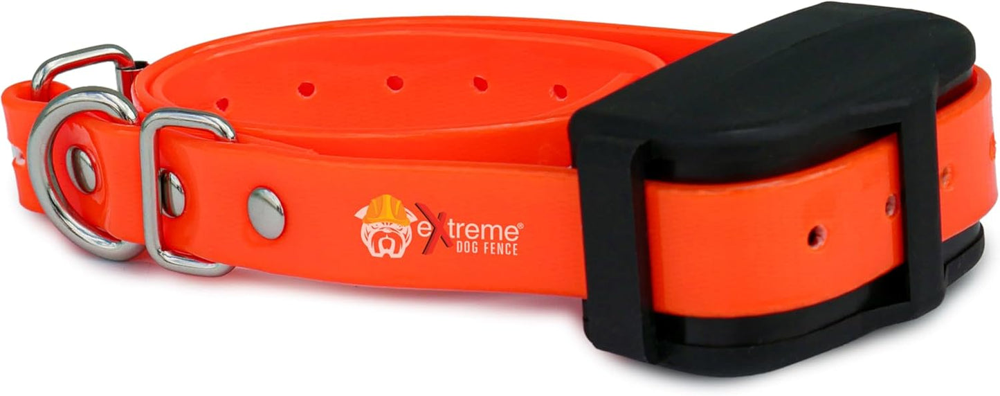 Orange Heavy-Duty 3/4" Waterproof and Odor Proof TPU Replacement Dog Collar Strap for Bark, Shock, Training and Electric Dog Fence Receiver Collars