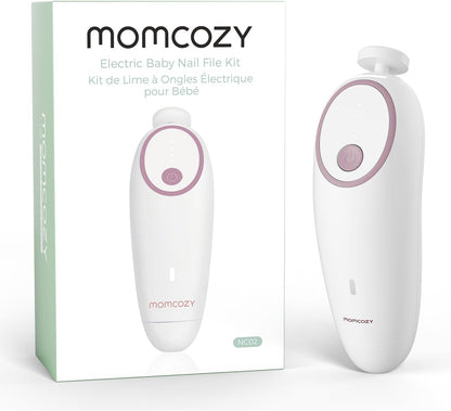 Momcozy Baby Nail File Electric, Gentle Baby Nail Trimmer Electric, Baby Nail Clipper with Night Light, 7 Grinding Head Replacement Pads, Green