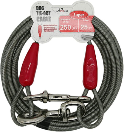 Petest 25ft Reflective Tie-Out Cable for Small Dogs Up to 35 Pounds