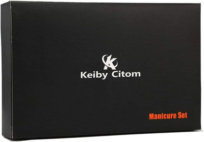 Keiby Citom Professional Stainless Steel Nail Clipper Travel & Grooming Kit Nail Tools Manicure & Pedicure Set of 18pcs with Luxurious Case (Black)