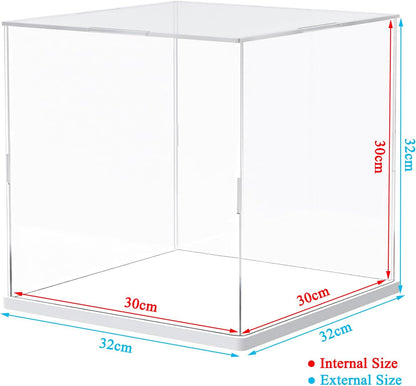 Thickened Clear Acrylic Display Case for Lego 10330 43268 76450 42170 10295 10353 Collectibles, Transparent Box Dustproof Protection with Wood-Plastic Base & String Light, Black Inside 40x20x20cm