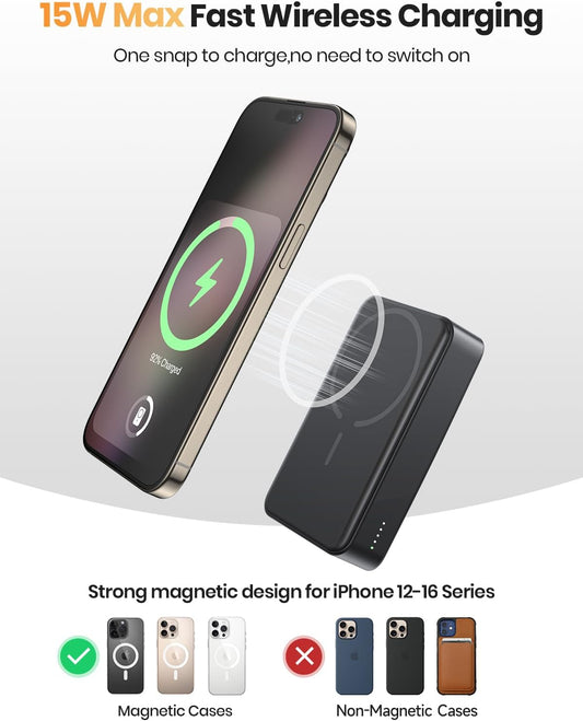 Magnetic Power Bank 20000mAh Wireless Portable Charger PD 20W USB C Fast Charging,for MagSafe Battery Pack Compatible with iPhone 17 Air/16/15/14/13/12 Pro Max/Pro/Plus/Mini