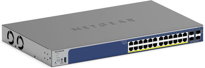 NETGEAR 26-Port PoE Gigabit Ethernet Smart Switch (GS724TP) - Managed, 24 x 1G, 24 x PoE+ @ 190W, 2 x 1G SFP, Optional Insight Cloud Management, Desktop or Rackmount, and Limited Lifetime Protection