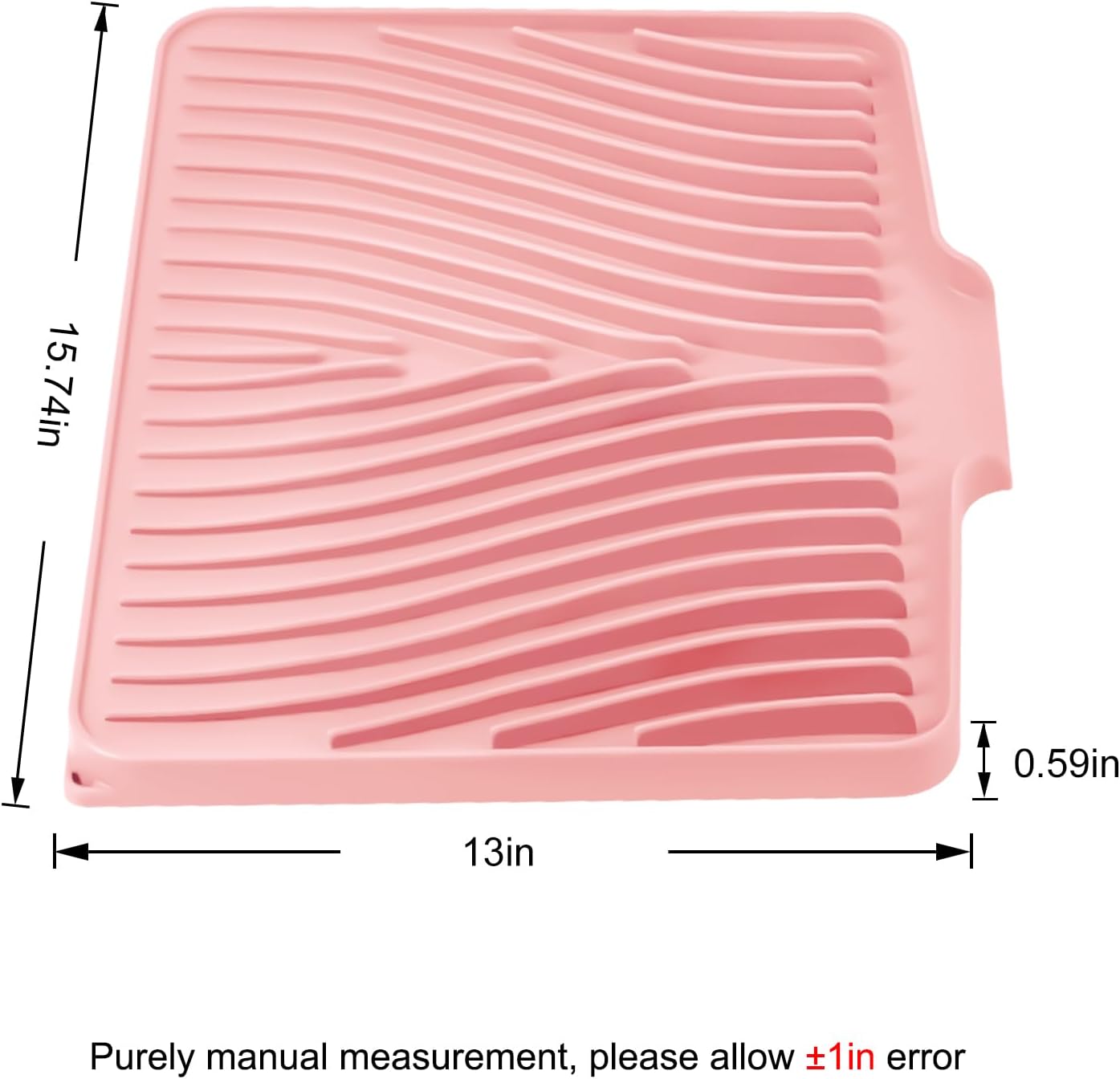 TIKNIK Silicone Dish Drying Mat for Kitchen Counter, Dish Drying Pad, Non-Slip Drain Pad with Built-in Drain, Heat Resistant Stone Drying Mat(40 L x 33 W cm, Grey)