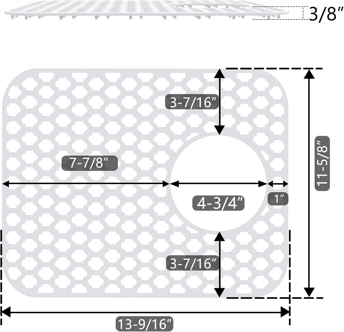 BEHOK 2 Pack Silicone Sink Protector for Kitchen Sink Bathroom Sink 13.58"x 11.6" Sink Mat, Non-Slip and Durable Silicone Sink Grid, Rear Drain (Gray)