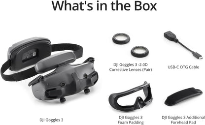 DJI Goggles 3, FPV Goggles with Stunning Micro-OLED Screens, Immersive Flight Experience, O4 HD Video Transmission, Adjustable Diopters, Wireless Streaming, Drone Goggles with Real View PiP