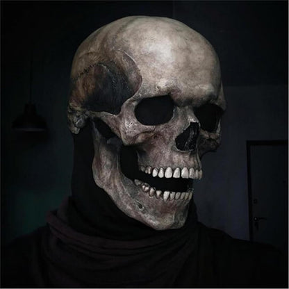 Skull Mask Moving Jaw,Realistic Halloween Mask for Men,Scary Skeleton Grim Reaper Mask,Halloween Creepy Adult Skull Face Mask
