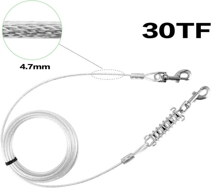 Tie Out Cable for Dogs, 10FT Dog Leads for Yard Chew Proof, Heavy Duty Dog Tie Out Cable for Large Dogs Up to 126lbs, Durable Dog Runner for Yard or Camping