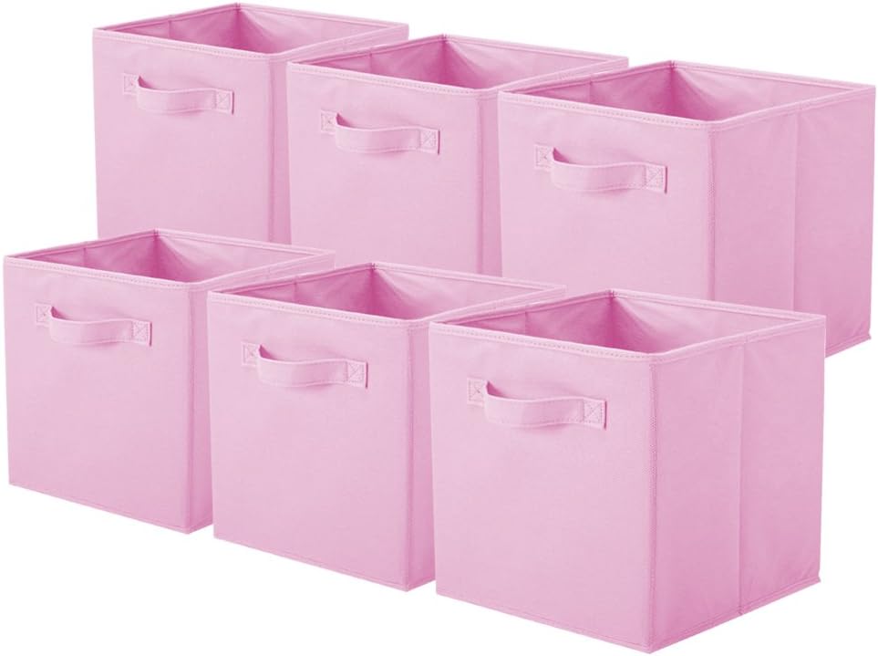 ShellKingdom Storage Bins, Foldable Fabric Storage Cubes And Cloth Organizer Drawer For Closet And Toys, 6 Pack (Lavender+Light Blue+Pink)