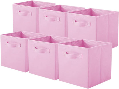 ShellKingdom Storage Bins, Foldable Fabric Storage Cubes And Cloth Organizer Drawer For Closet And Toys, 6 Pack (Lavender+Light Blue+Pink)