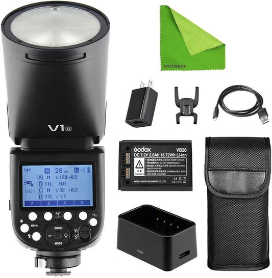 Godox V1-S Li-on TTL On-Camera Round Flash Speedlight Compatible with Sony Mi Hotshoe Cameras